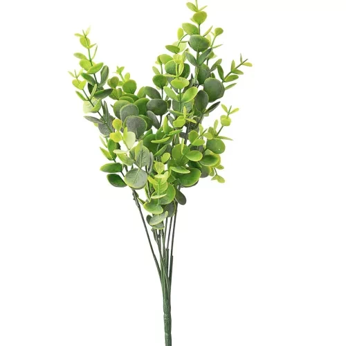LD015-03 Eukaliptusz csokor, 7 ágú, 34cm magas - Világoszöld / Zöld