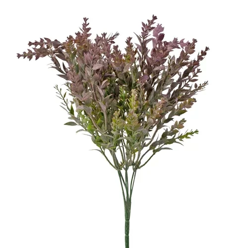 LD097-03 Műnövény bokor, 7 ágú, 33cm magas - Bordós zöld