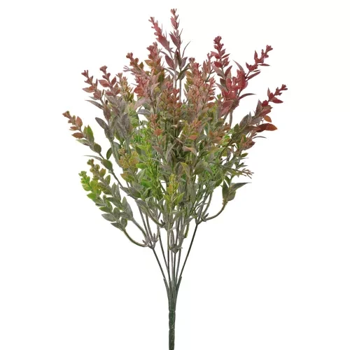 LD097-02 Műnövény bokor, 7 ágú, 33cm magas - Narancssárgás zöld
