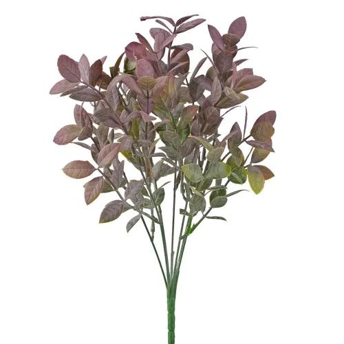 LD101-03 Műnövény bokor, 7 ágú, 35cm magas - Bordós zöld