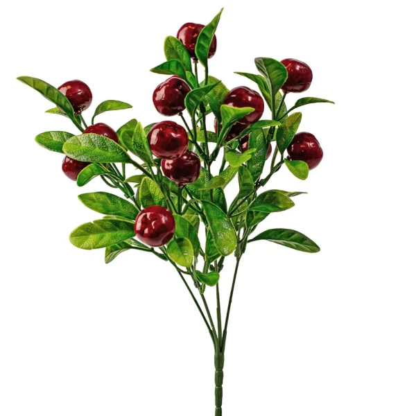 LD091-01 Gyümölcsös bokor, 15 fejes, 33cm magas - Piros