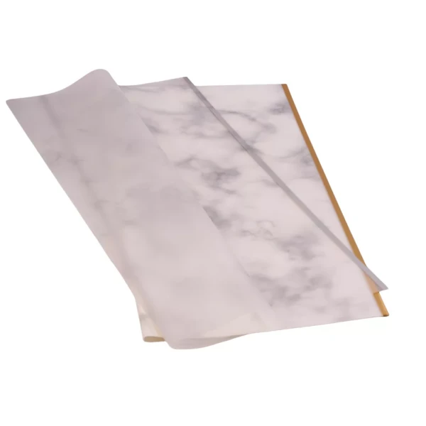 PX57-01 Aranyszegélyes, márványmintás fólia ív 57 x 57cm, 20db - Fehér