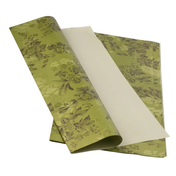 VF55-88 Vintage virágmintás fólia ív 55 x 55cm, 20db - Olivazöld