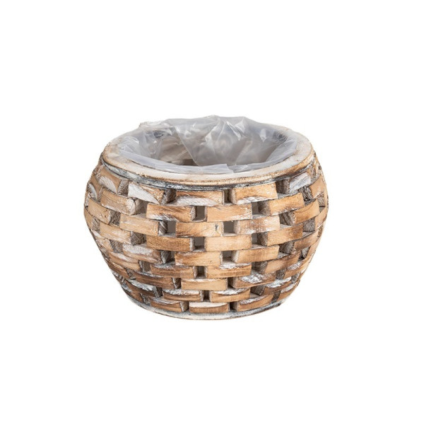 gömb faszelet kaspó antikolt fehér 15x10,5cm