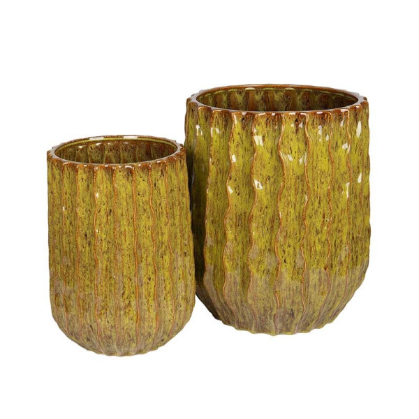 Julep kerámia kaspó szett trópusi zöld 33,5x46,3-46x54cm S2