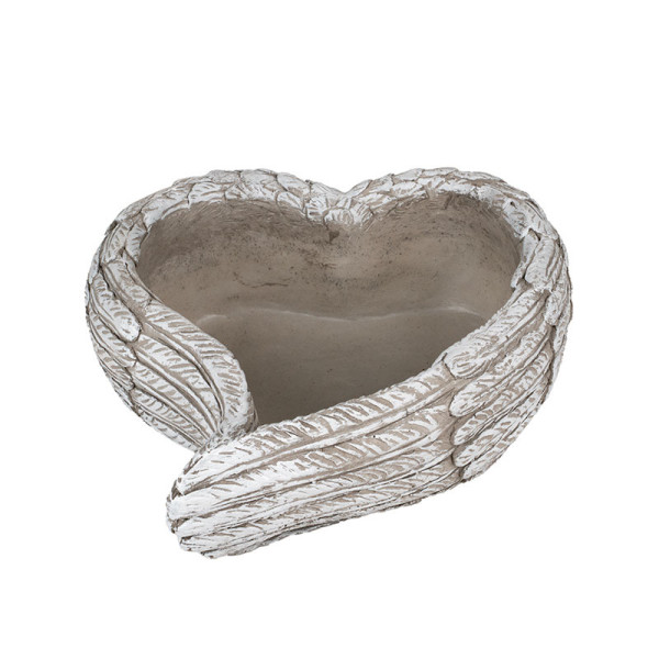 szív alakú kegyeleti cement tál antikolt szürke 22,5x22,5x8,5cm